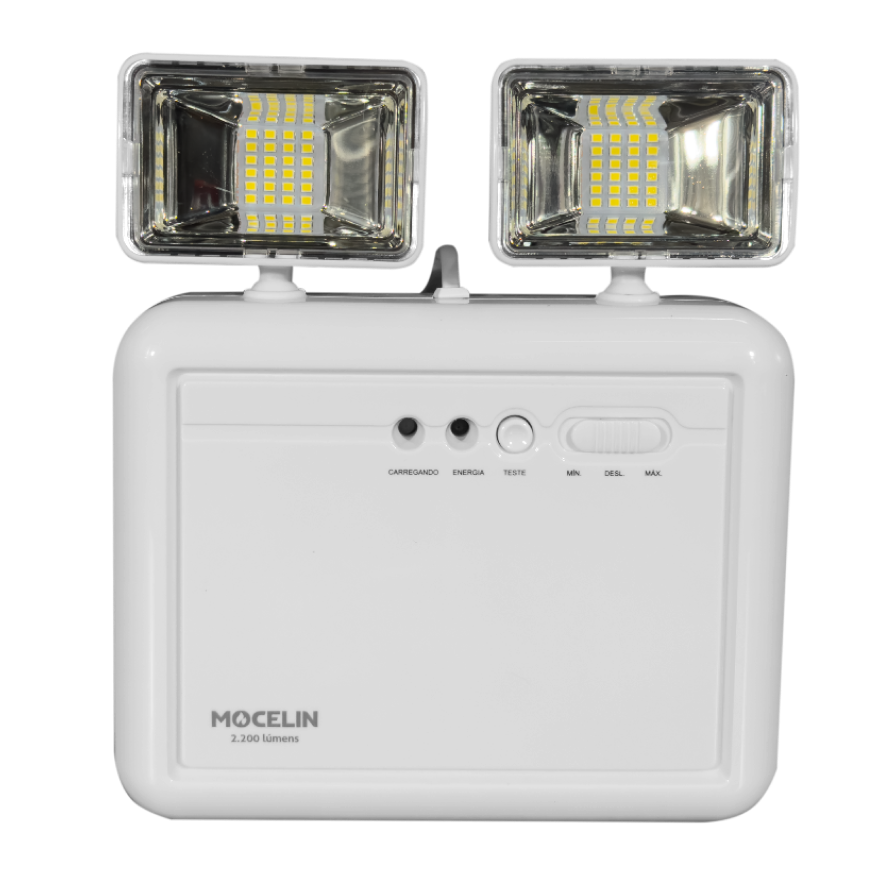 Luminária bloco farolete LED 2200 lumens com bateria de chumbo ácido para iluminação de emergência